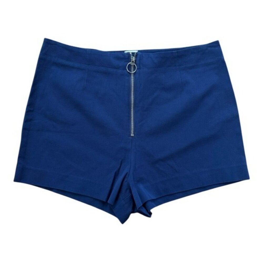 ANTHROPOLOGIE Maeve Zippered Micro Shorts Navy Blue Size 14 NEW - Picture 4 of 7
